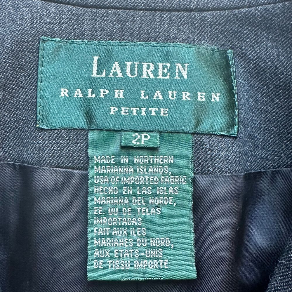 Lauren Ralph Lauren Blazer Jacket Women's 2P Charcoal Gray Worsted Wool USA - Picture 10 of 12
